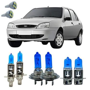 Imagem de Kit Lampadas Super Branca 8500k Fiesta 1996 A 2003 + Led T10 - Cinoy/Q