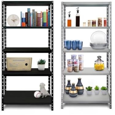 Imagem de Estante Prateleira de Aço PretA Cinza Reforçada Casa Cozinha Sala Quarto Livros Multiuso Organizador(Cinza (5 Prateleiras))