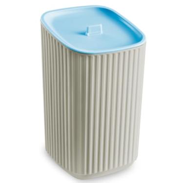 Imagem de Porta Algodão E Cotonetes Com Tampa Banheiro Lavabo Maquiagem (Azul Bebê)