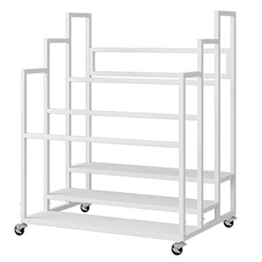 Imagem de WZYCLTT Grandes tapetes de ioga para sala de aula rack de armazenamento de rolos de espuma de estúdio carrinho com rodas, tapete de treino de academia em casa, suporte, ferro, 3 4 camadas (cor: branco