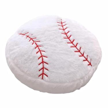Imagem de XIYUAN Travesseiro esportivo de pelúcia de beisebol de 45,7 cm com bolas esportivas macias e duráveis para decoração de sofá, quarto, almofada, presente (Grande/branco vermelho)