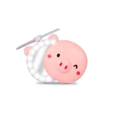 Imagem de Porquinho Mini Ventilador Portátil Com Espelho Led Maquiagem - Lynx Pr