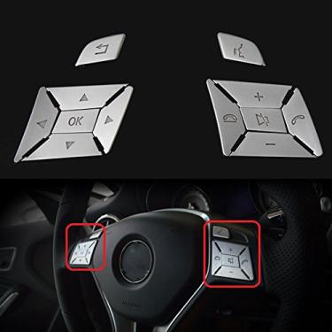 Imagem de Angelguoguo Adesivo de capa de acabamento de botão de volante de carro adequado para Mercedes Benz A B C E Ml Gl Cla Gla Glk Sl Slk Class W176 W246 W212 W204 (prata)
