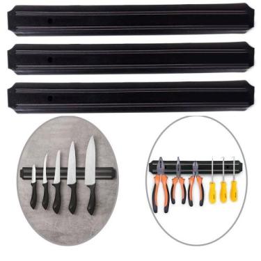 Imagem de Kit 3 Barra Magnética Imã Suporte Facas Ferramentas 32Cm - Class Home