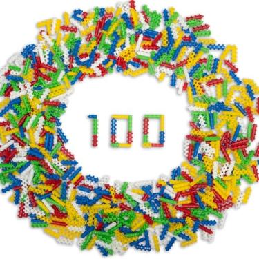 Imagem de Pinos de Montar PlayPinos com 100pçs Happy Blocs Blocos de Montar Mágico