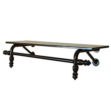 Imagem de CUTPOIY Prateleira flutuante de parede estilo industrial com haste de roupas, suporte de exibição de roupas comerciais, cabideiro de ferro com prateleira (tamanho: 120 × 30 × 25 cm) (120 × 30 × 25 cm)