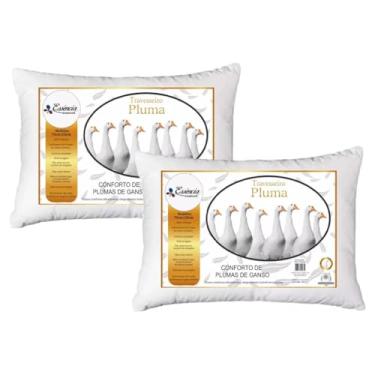 Imagem de Travesseiros Pluma de Ganso Sintético, 70x50cm, Kit 2 Unidades, Antiácaro, Lavável