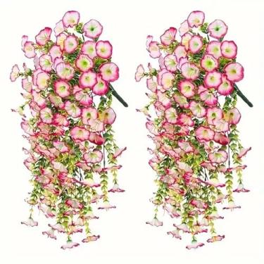 Imagem de weidrtily 2x Flores Artificiais para Exterior, Penduradas na Parede, Aparência Realista, Sem Manutenção, Adicionando um Toque de Celebração a Qualquer, branco rosa
