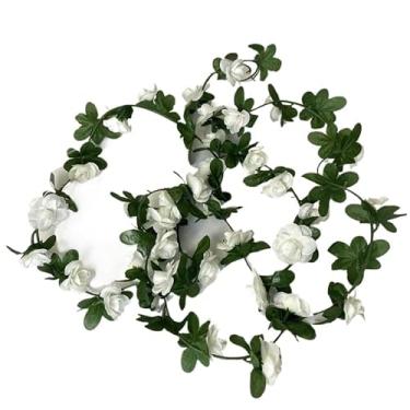 Imagem de Corrente De Rosa 2.5mts Com 45 Flores Cordão De Flores Artificial Pedente De (Branca)