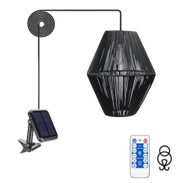 Imagem de Luminária pendente solar para pendurar ao ar livre, lustre solar ao ar livre à prova d'água com controle remoto regulável para varanda pátio gazebo jardim decoração de quintal