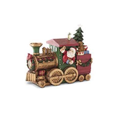 Imagem de K&K Interiors Trem musical de brinquedo 53087A de 26 cm com luz de LED, marrom, vermelho e verde