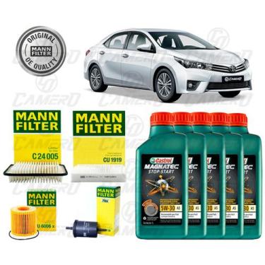 Imagem de Kit Troca de Óleo 5w30 e Filtros Toyota Corolla 2.0 2016 2017 - MANN, 