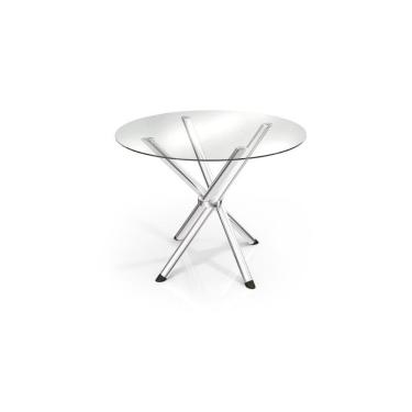 Imagem de Mesa p/ Cozinha Volga c/ Tampo de Vidro Redondo 95cm Cromada - Kappesberg