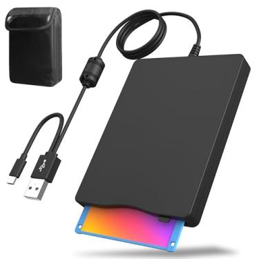Imagem de Unidade de disquete externa com estojo de transporte – leitor de disquete de 8,9 cm compatível com USB 3.0/tipo C, portátil e leve para PC, laptop e jogos retrô Windows 11/10/8/7/2000/XP