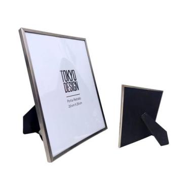 Imagem de Porta Retrato Escovado 20X25 Moldura para Fotos Tokyo Design, Prata