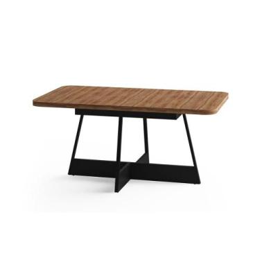 Imagem de Mesa de Sala Jantar Átria Retangular 1592 Aço c/Tampo Madeirado 160x90