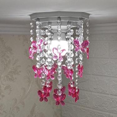Imagem de Lustre De Bebê Para Quarto Criança Menina Iluminar Borboleta - Lustres
