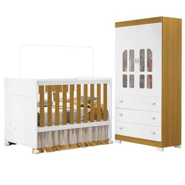 Imagem de Berço Americano e Guarda Roupa Infantil Katatau Branco Acetinado Savana - Reller