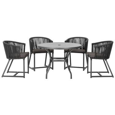 Imagem de Mesa com 4 Cadeiras de Jantar Roma 100cm e Noronha em Aluminío