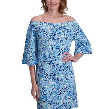 Imagem de Stella Parker Roupa feminina de verão casual para viagem, vestido de verão para resort, saída de praia, vestido de férias, Aruba azul, P