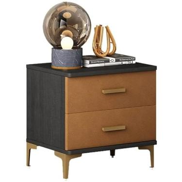 Imagem de Mesa de cabeceira inteligente, armário de cabeceira com gavetas, rack moderno e simples, luz de madeira para casa, armário de armazenamento duplo, mesa de cabeceira (B) (A)