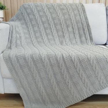 Imagem de Manta de Tricô Para Sofá Poltrona Cobertor Cama Malha Encorpada 150x90cm Usufruto Decoração Sala d05 (Cinza Grafite)