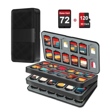 Imagem de fivtek Capa Para Jogos Switch Nintendo Switch/Switch Oled/Lite, Organizadora Grande Com 72 Compartimentos Cartuchos E Cartões Micro Sd, Revestimento Rígido Forro Macio, Suporte