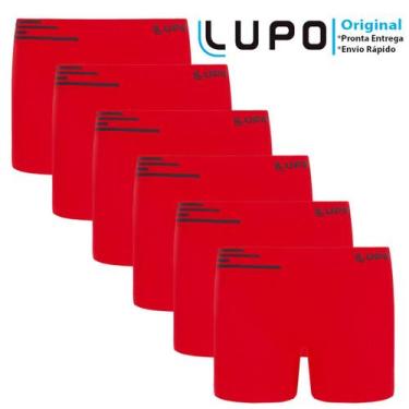Imagem de Kit com 6 Cuecas Boxer Infantil Microfibra sem Costura Lupo, Vermelho,