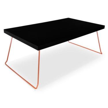 Imagem de Mesa de Centro Berlim Retangular em Aço e MDF Clean - Cobre e Preto - 