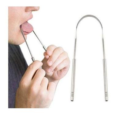 Imagem de Raspador Limpador De Língua Em Aço Inox Para Higiene Bucal - H2