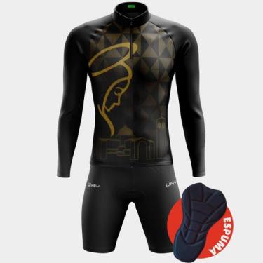 Imagem de Conjunto de Ciclismo Masculino Bermuda Forro Espuma Bolsos Laterais e 