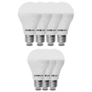 Imagem de 7 Lâmpadas Led Bulbo Ourolux A60 Base E27 9w Bivolt Cor da Luz Amarela