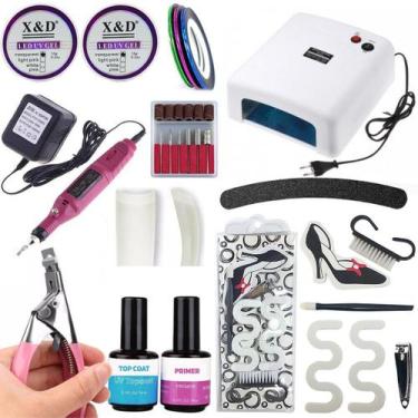 Imagem de Kit Acrigel Gel Uv Led Top Coat Primer Pó Acrílico Lixadeira - Importa