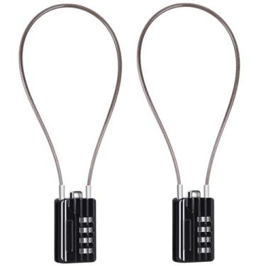 Imagem de SEPOX® Cadeado versátil de combinação de 4 dígitos redefinível para gêmeos com cabo longo extremo - senha personalizada, cabo de aço de vinil durável, trava multiuso para mala, academia - cabo preto