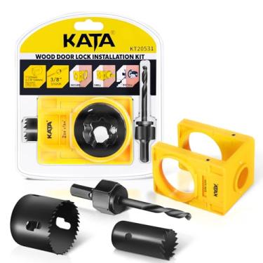 Imagem de KATA Kit De Instalação De Fechadura De Porta De 1-3/8" - 1-3/4" Com Grandes Ranhuras Para Limpeza De Cavacos, Serra Copo Para Fechadura De Porta Para Ferrolhos E Conjuntos De Fechaduras Para Portas