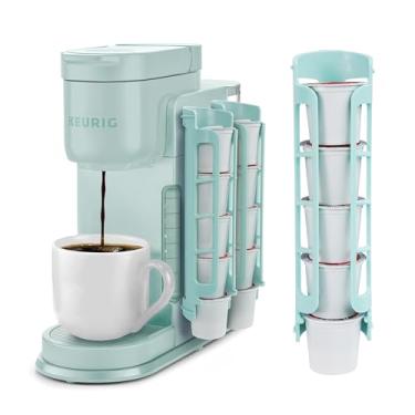 Imagem de STORAGENIE Suporte de copo K para Keurig, armazenamento de cápsulas de café, montagem lateral | suporte de parede, perfeito para balcões pequenos (2 fileiras/para copos de 10 K, azul oásis)
