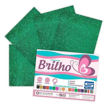 Imagem de Placa EVA 40x60cm glitter Verde Bandeira 5 folhas - Seller