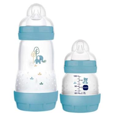 Imagem de Kit Mamadeira MAM Easy Start 130mle260ml Elefante/Urso AZUL
