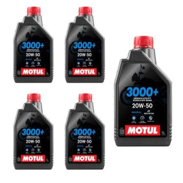 Imagem de Kit Óleo Motul 3000+ 20w50 4t C/ 5 Litros Mineral - MOTUL