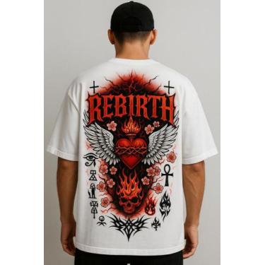 Imagem de Camiseta Streetwear Oversized Masculina Branca - swagon, 3, G