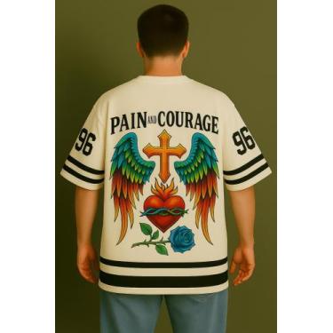 Imagem de Camiseta Streetwear Oversized Masculina Pain In - swagon, GG