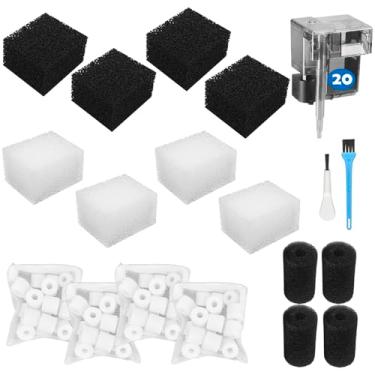 Imagem de tuvisin Kit de manutenção de filtro de tanque de filtragem de três estágios para filtro de energia AquaClear 20, substituição de mídia de filtro de aquário para filtro de aquário para aquários de 5 a