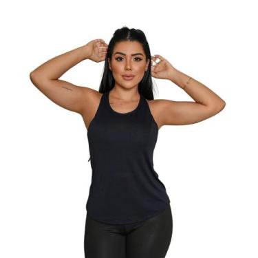 Imagem de Regata feminina nadador academia treino fitness dry Preto - Fonte, GG