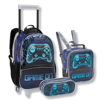 Imagem de Kit Mochila Game On Rodas Lancheira Térmica Estojo Meninos - Seanite, 