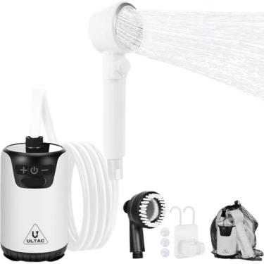 Imagem de ULTAC Chuveiro portátil para acampamento, bomba elétrica de 10.0000 mAh recarregável IPX7 à prova d'água com visor LED e 2 bicos de cabeça para acampamento, caminhada, viagem, carro, animal de