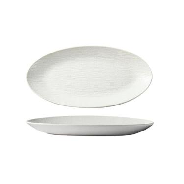 Imagem de Prato de cerâmica retrô estilo ocidental fosco requintado preto e branco - prato de peixe de 35,56 cm - branco