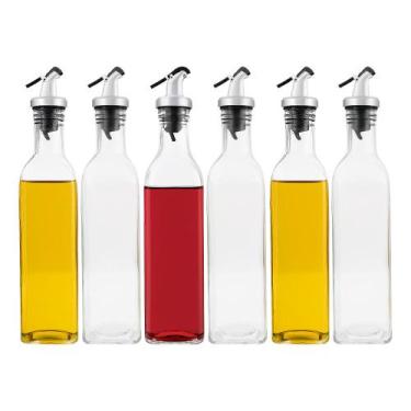 Imagem de Kit 6 Galheteiro de Vidro Porta Azeite 500ml Garrafa Mesa com Bico Dos