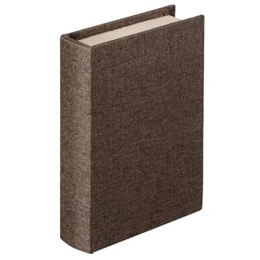 Imagem de Vintiquewise Caixa de livros clássica de MDF coberta de linho de 20 cm, estojo decorativo de estilo vintage para lembranças, bijuterias, bugigangas e documentos, decoração de casa elegante para