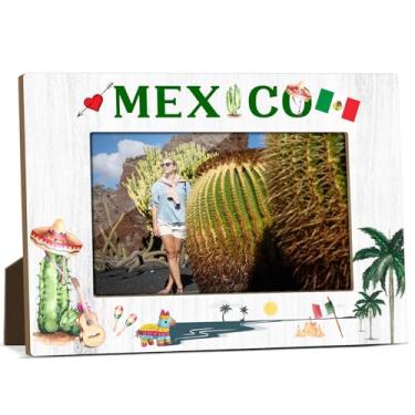 Imagem de Maxico Molduras de madeira para viagem, aniversário, férias, presentes de lua de mel, presentes para viajantes, casais, sala de estar, escritório, mesa, 10 x 15 cm, moldura com suporte - FS654