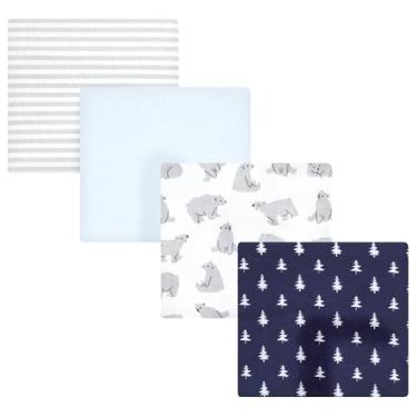 Imagem de Luvable Friends Hudson Baby Flanela Recebendo Cobertores 4 unidades, Urso Brincalhão